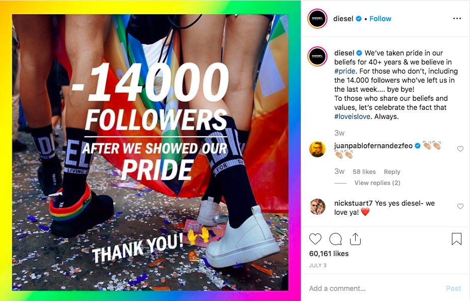 Diesel Pride Followers Instagram 2019