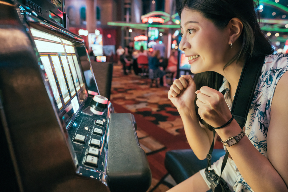 Woman gambling at a casino