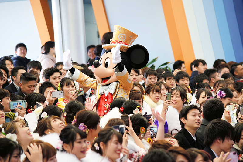 Seijin no hi seijinshiki celebrations at Tokyo Disney World.