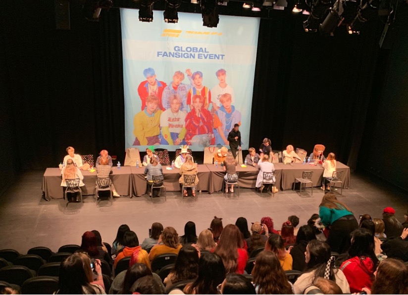 Kpop group ATEEZ having an international fansign in Melbourne
